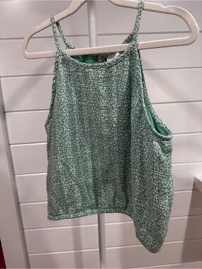Abercrombie kids Light Green Printed Spaghetti Strap Tank Top
